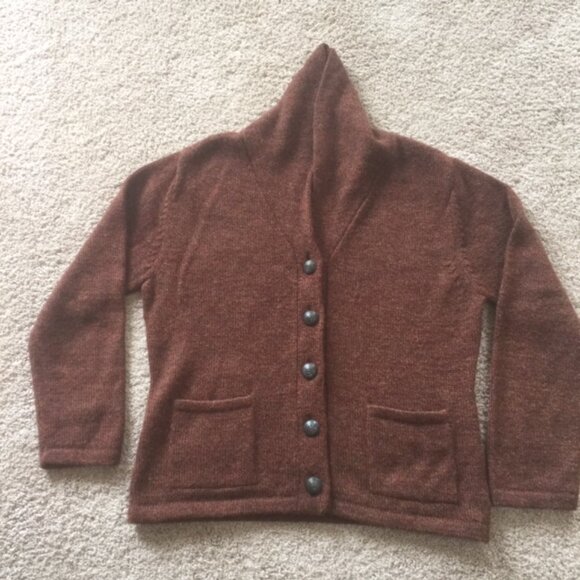 Alpaca Cardigan Auburn Size M - Picture 3 of 9